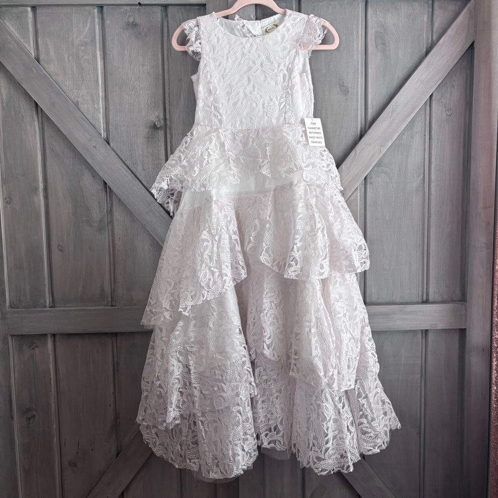 NWT Joyfolie Azalea Dress White Cream Lace Tiered Gown Flower girl wedding - Picture 2 of 10